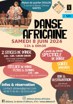 Spectacle danse africaine & soirée dansante Le 8 juin 2024